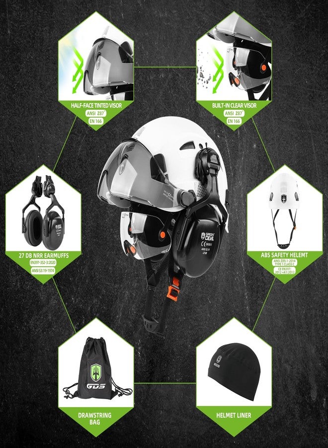 GREEN DEVIL Hard Hat Safety Helmet with Visor and Ear Muffs Men Women Vented Work Hardhat ANSI Z89.1 Cascos De Construccion for Industrial Construction Forestry - Image 4